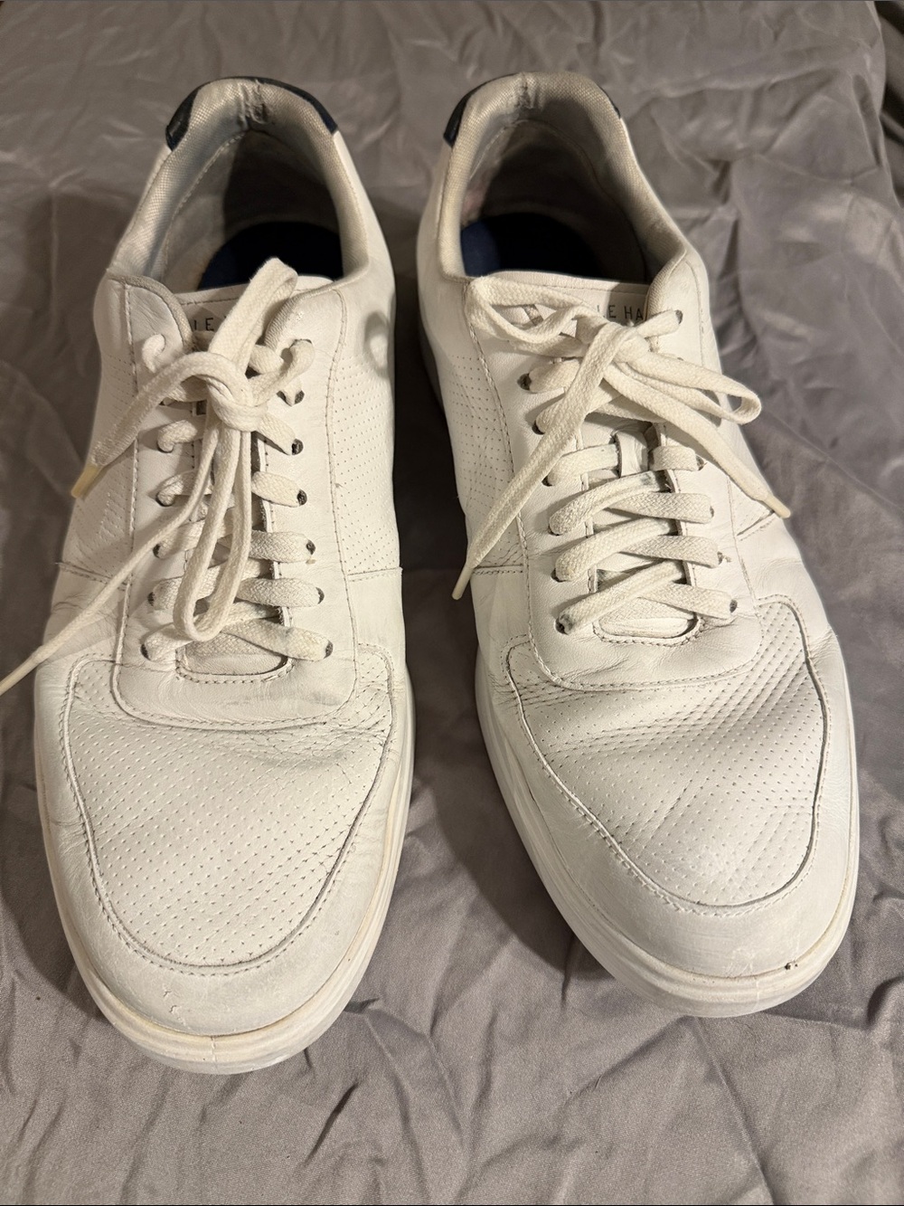 Cole Haan White Perforated Leather Sneakers